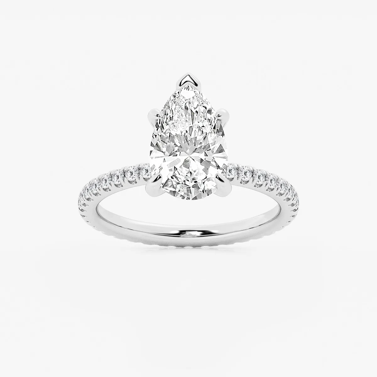 4 3/4 Ctw Pear Lab Grown Diamond Eternity Engagement Ring 14k White Gold, F, Vs2