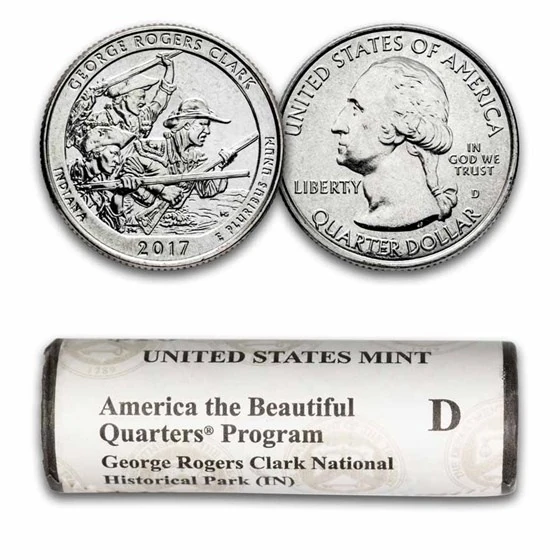 2017-d Atb Quarter George Rogers Clark Park 40-coin Roll Bu