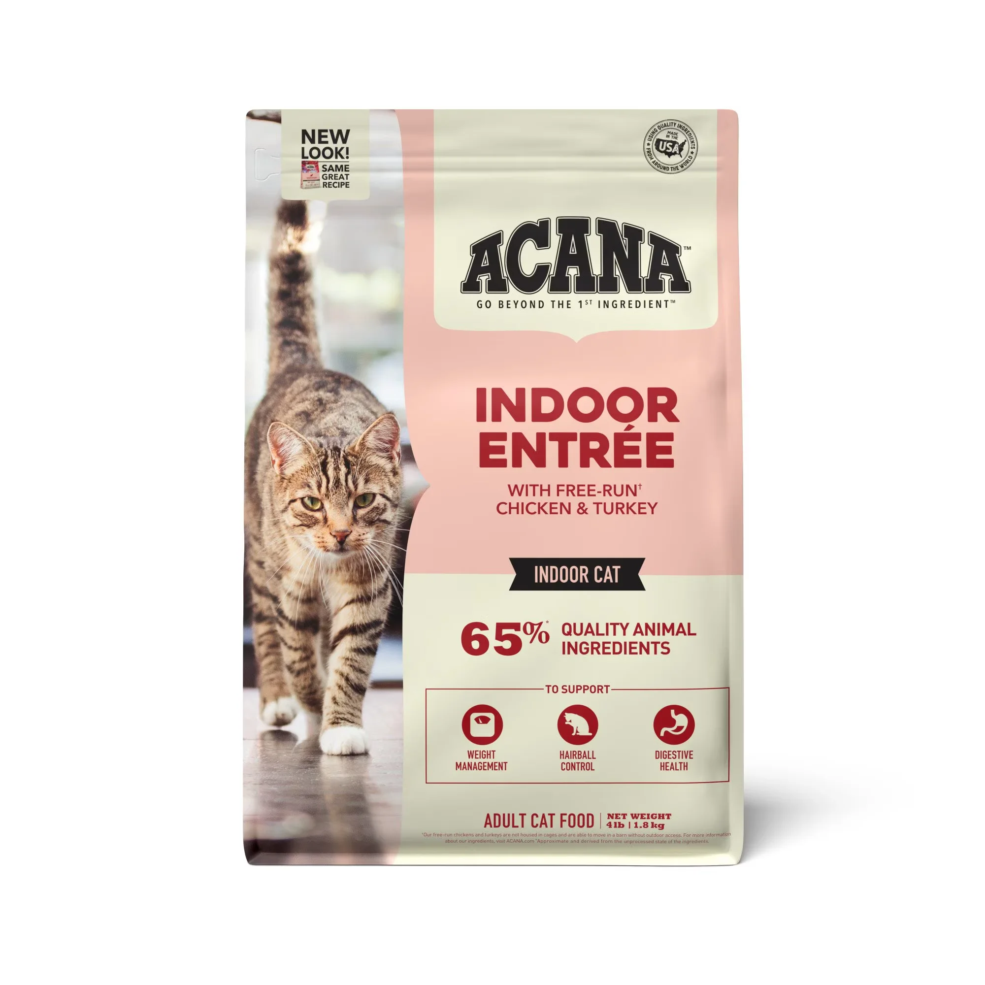 Acana Indoor Entree Chicken Turkey Whole Herring & Rabbit Dry Cat Food, 10-lb Bag