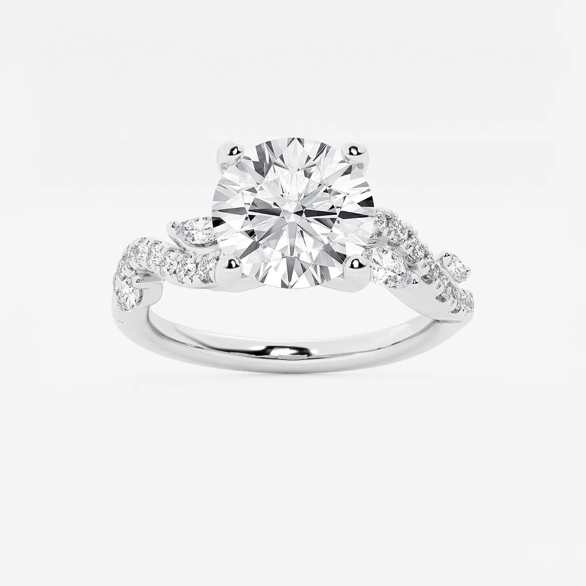 Bella 1 1/8 Ctw Round Lab Grown Diamond Marquise Vine Engagement Ring Platinum, E, Vs1