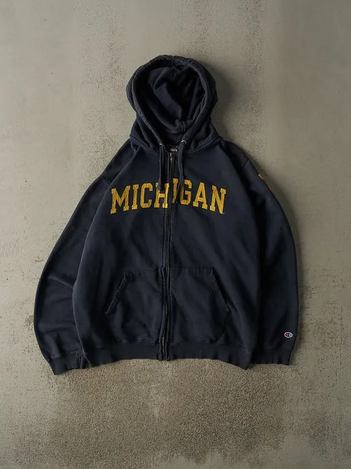 Vintage Y2k Navy Blue Champion University Of Michigan Zip Up Hoodie