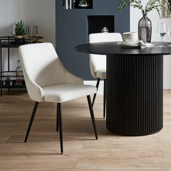 Ariana Set Of 2 Dining Chairs, Boucle