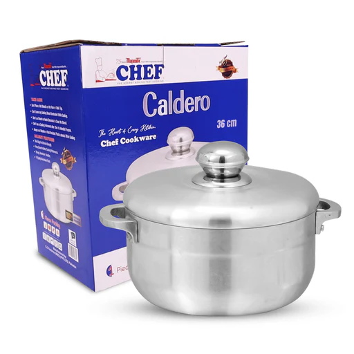 Chef Best Aluminum Export Quality Cooking Pot / Caldero Pot With Aluminum Lid 36 Cm-metal Finish