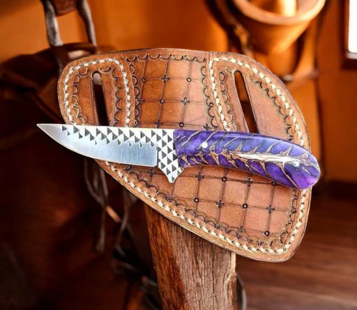 Wild West Knife 8" Rasp Steel With Purple Resin Handle