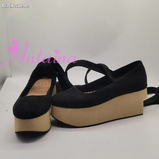 Antaina - Wedding Lolita Platform Shoes Bridal Shoes Multicolor - 40/black Matte [pointed Toe - 7cm Heel At The Back And 5cm At The Front]