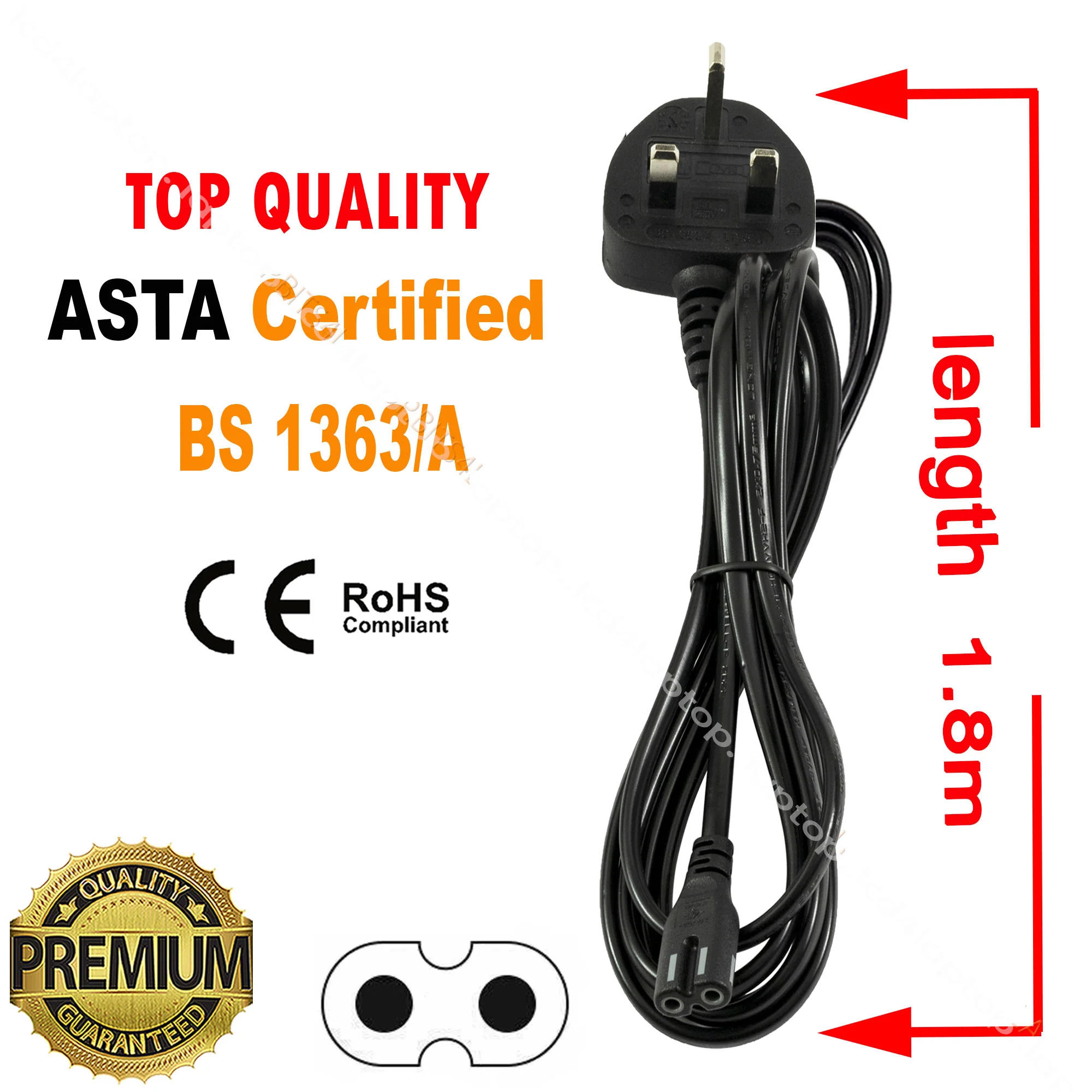 Mains Power Lead Cable Fig8 Uk Plug For Epson Ecotank Et-m1140 Printer - Black