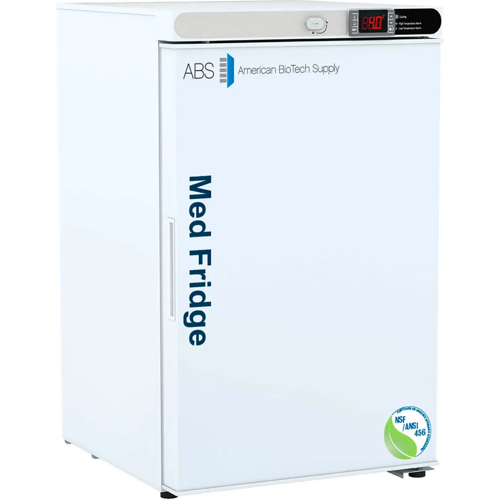 American Biotech Supply Pharmacy Undercounter Freestanding Refrigerator, 2.5 Cu. Ft Cap., Solid Door