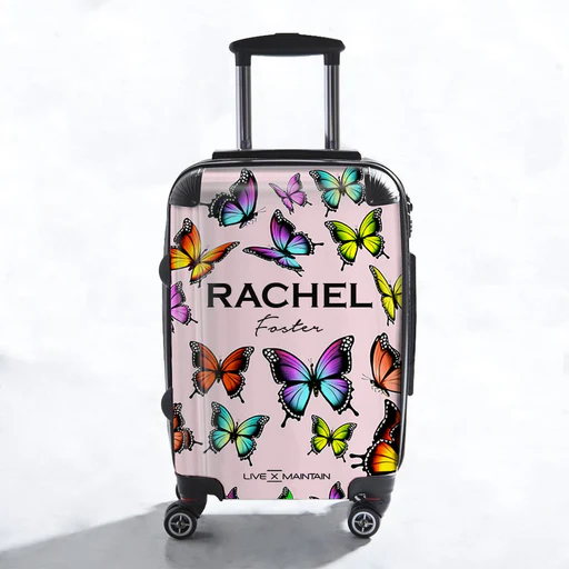 Personalised Butterfly Name Suitcase - 3 Piece Set: Cabin + Medium + Large