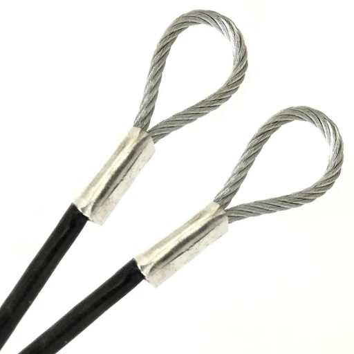 41ft Order To Size 3/16 Galvanized Steel Cable Black Vinyl Coated To 1/4 With Loop Size Made To Order In Usa - 24in/30in