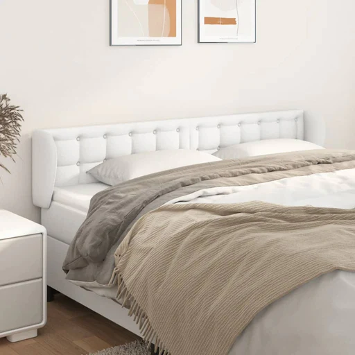 Testiera Ad Orecchio-testata Con Orecchie Bianca 203x23x78/88 Cm In Similpelle 696910