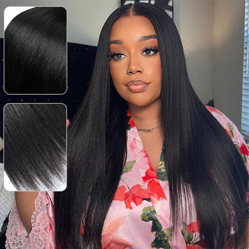 [ship From Us] Allove Hair Upgrade Brazilian Yaki Straight 3 Bundles Virgin Human Hair Extensions - 8+10+10