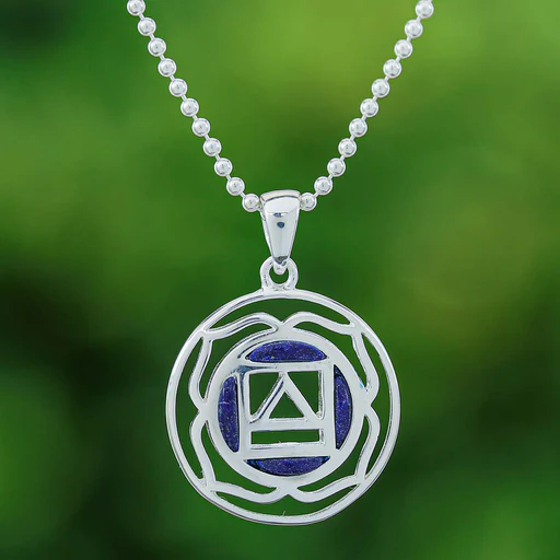 Inspirational Lotus-themed Lapis Lazuli Pendant Necklace - Mind Of Intellect - Default Title (member)