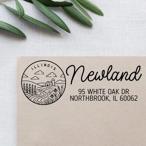 Illinois Address Stamp - Pre-inked/medium/blue