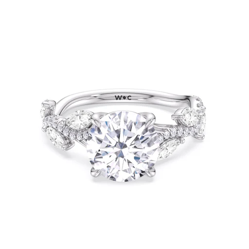 Rustic Vine Split Shank Engagement Ring Cushion 3 3/4 Ct