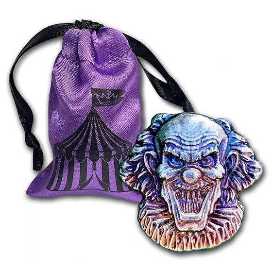 2 Oz Hand Poured Silver - Evil Clown (w/custom Pouch)