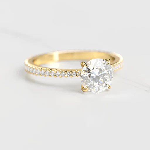 Round Full Pave Tapered Diamond Ring - 14k Rose Gold/0.5ct/natural Diamond