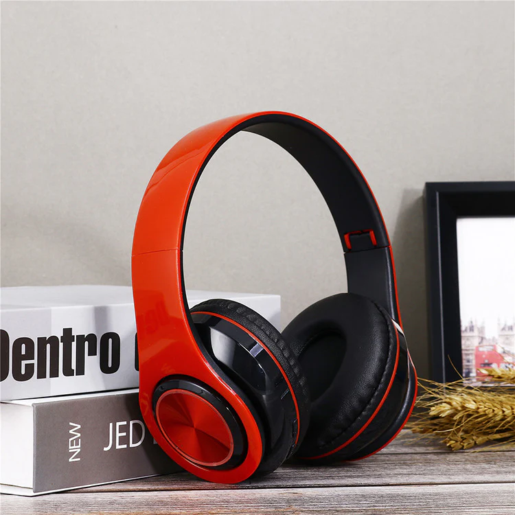 Portable Wireless Headphones Strong Bass Bluetooth Headset Noise Cancelling Bluetooth Earphones - Red And Black