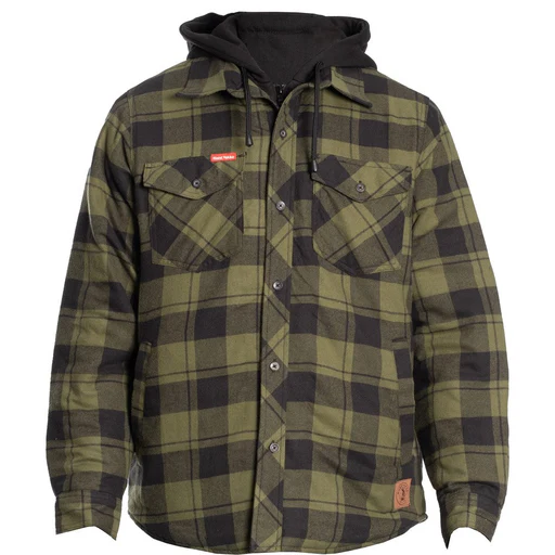 Hard Yakka Men Quilted Flannel Shacket - Fern