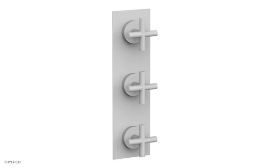 Transition - 3/4" Thermostatic Valve With Two Volume Control, Cross Handles 4-029 - Satin White
