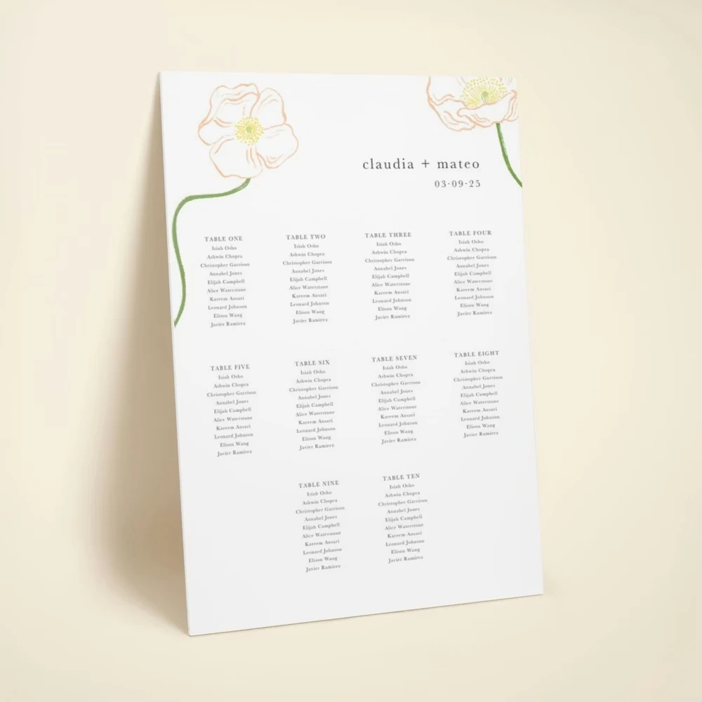 Peace Poppies Seating Chart