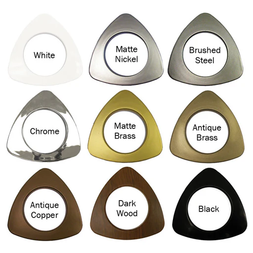 Triangle Plastic Grommets, 13/8" Id. #10, 9 Colors, 8 Sets - Brushed Steel