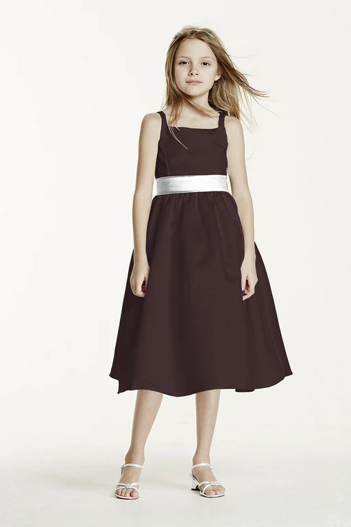 All-over Satin Tea-length Ball Gown - Malibu