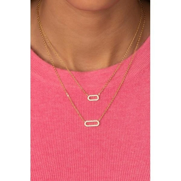 Pave Graduated Open Paperclip Necklace