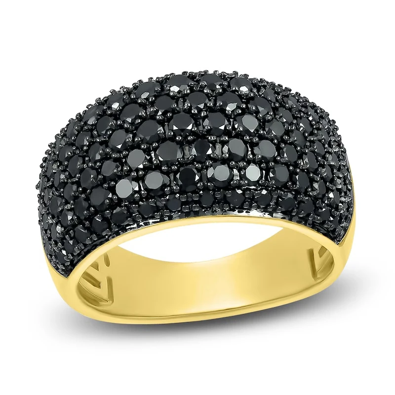 Black Diamond Ring 2 Ct Tw Round 14k Yellow Gold