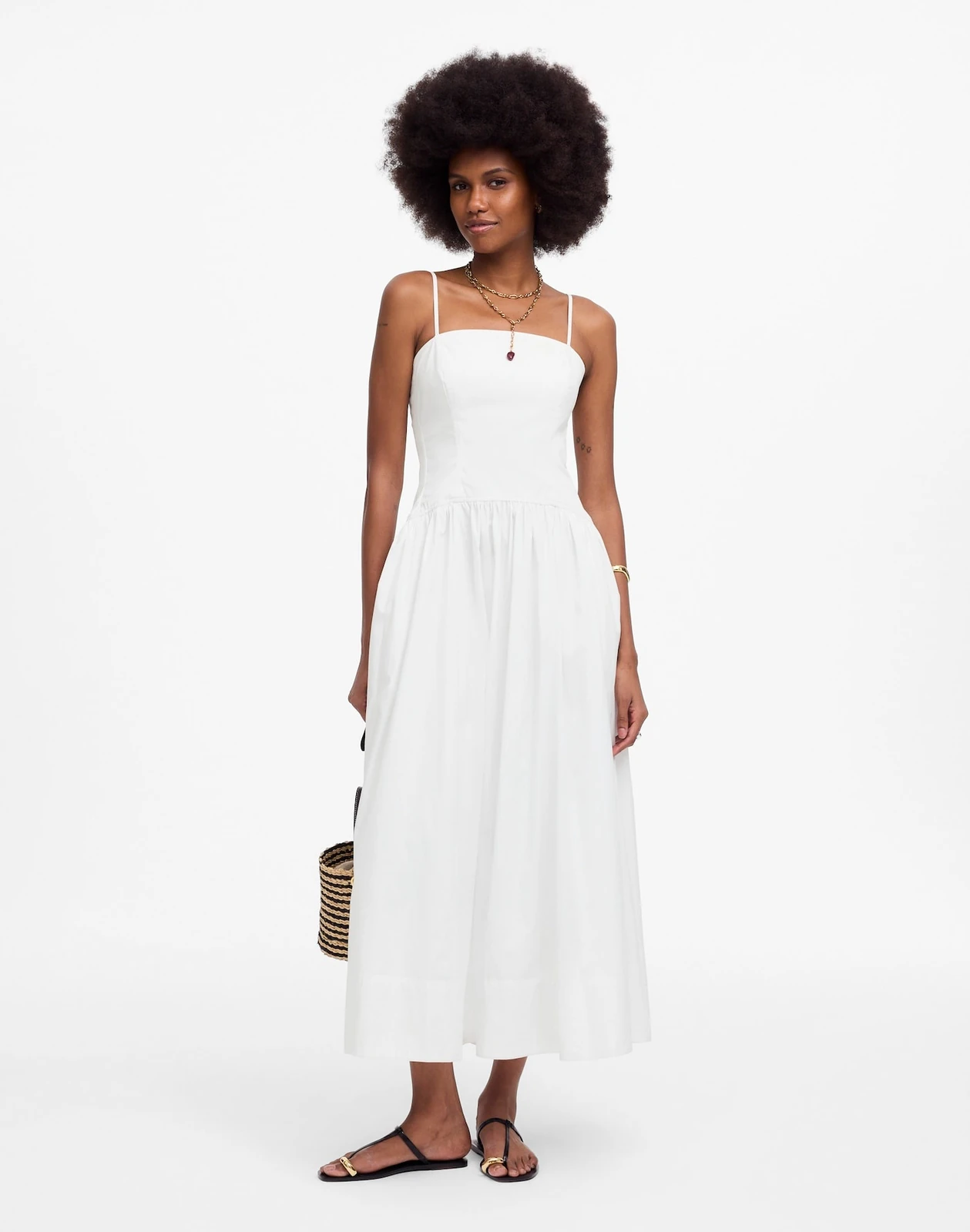 Petite Poplin Seamed Midi Dress