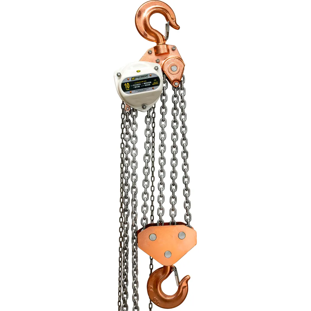 Oz Lifting Products Spark Resistant Manual Chain Hoist, 10 Ton Capacity, 15' Lift