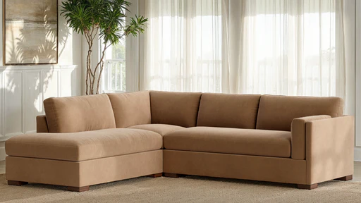 Fairfax Sectional With Bumper (bench Cushion) (120" X 85", Bumper On Left) - Kravet/down Alternative (bench)/espresso (square)