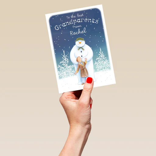 Personalised The Snowman™ Snow Christmas Card For Grandparents