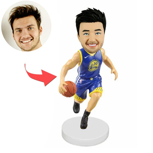Custom Basketball Bobble Head With Blue Jersey - 15cm