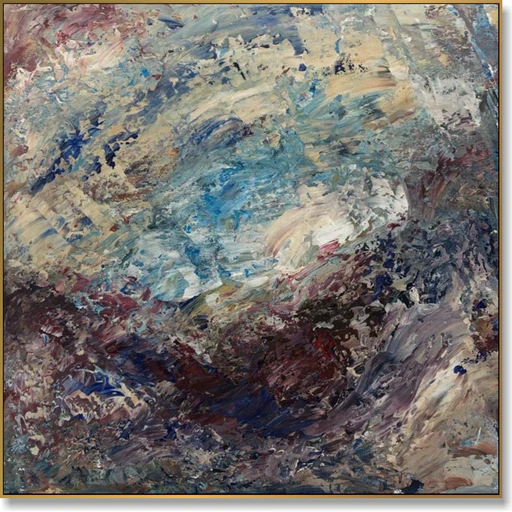 Seashore Cliff - 46"x46" | 117x117 Cm/stretched + White Frame