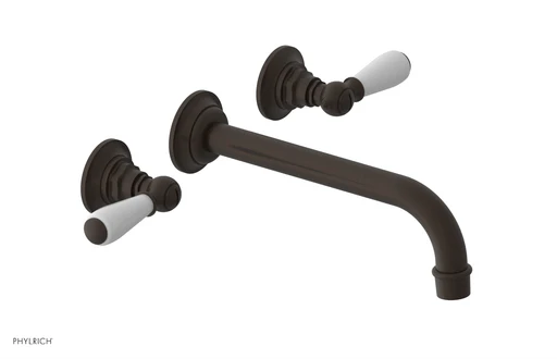 Jamestown Wall Tub Set - 10" Spout - Lever Handle With "white" Accents 165-57-10 - Antique Bronze