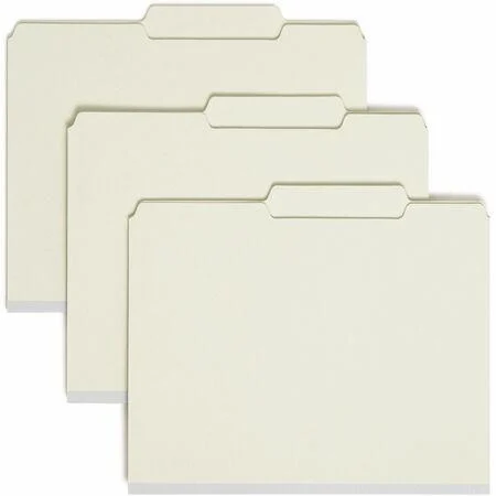 Smead 2/5 Tab Cut Letter Recycled Fastener Folder 8 1/2" X 11" - 1" Expansion - 2 X 2s Fastener(s) - 2" For Folder - Top Tab Location - Right Of Center Tab Position - 25 Pt. - Pressboard - Gray, Green - 100% Recycled - 25 / Box
