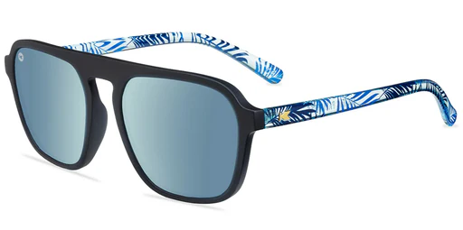 Knockaround Pacific Palisades Polarized Navigator W/ Mirror Lens - Villa Palms (matte Black/blue Mir 47)