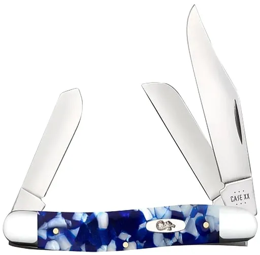 Case Knives Trapper Clip Point/spey Blue Crackle Kirinite Hndl