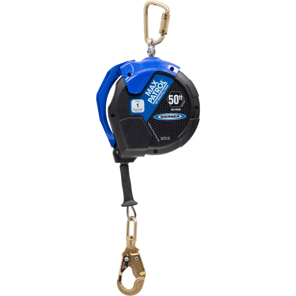 Werner Max Patrol 50 Ft Cable Thermoplastic Housing Self Retracting Lifeline W/ Snap Hook