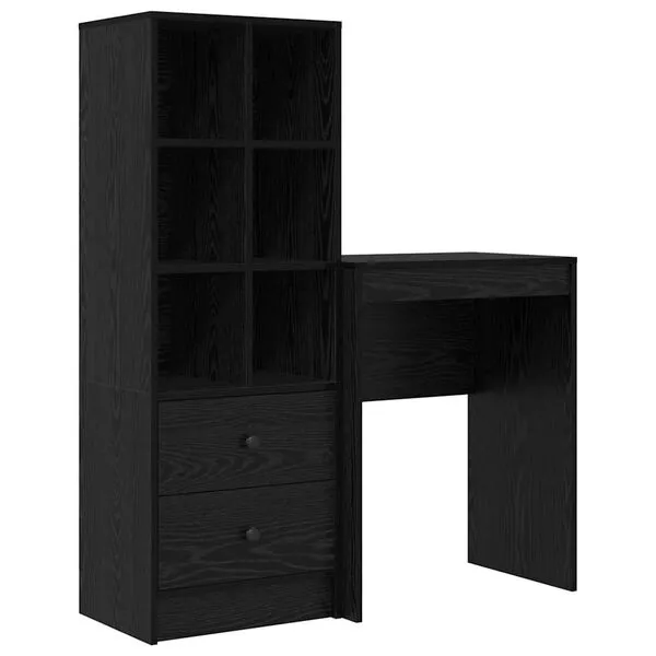 Vidaxl Desk With Storage With Drawer 2 Pcs Black Oak Engineered Wood