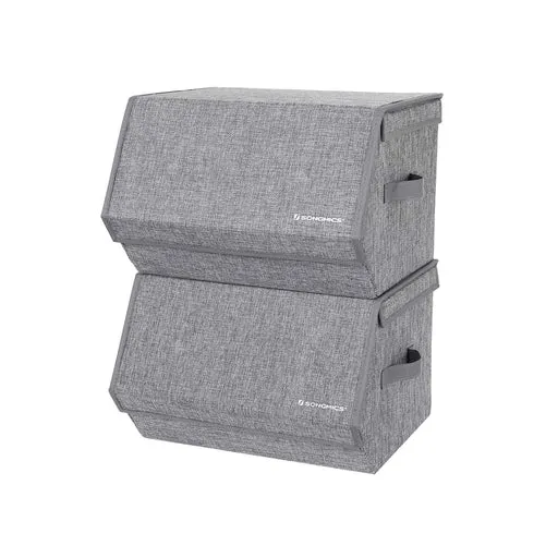 Songmics Set Of 2 Hinged Lid Storage Boxes With Magnetic Lid