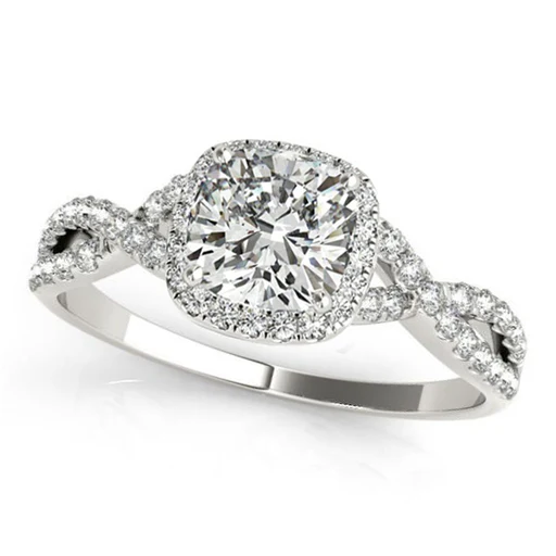 Twisted Cushion Diamond Engagement Ring 14k White Gold (1.00ct)