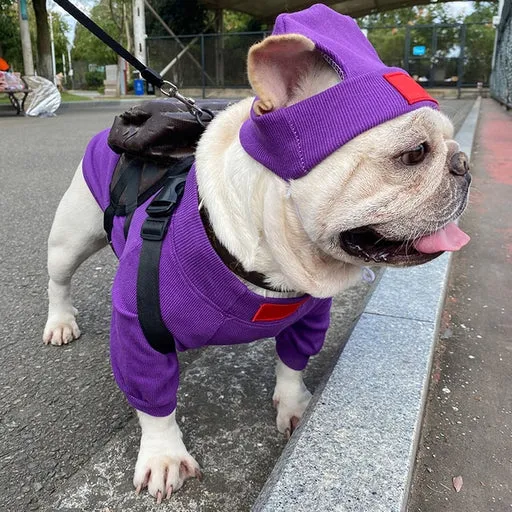 French Bulldog Undershirt Elastic Hoodie With Hat