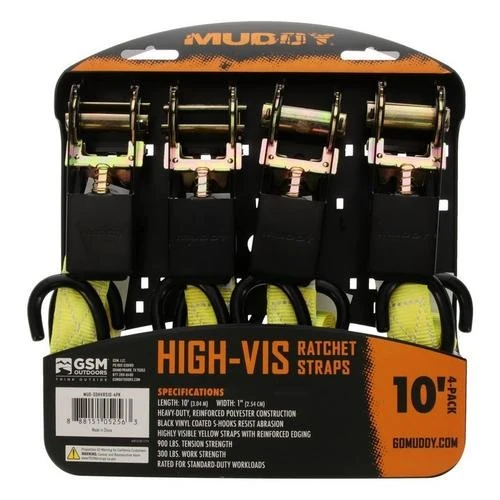 1"x10' Ratchet Strap 4 Pack