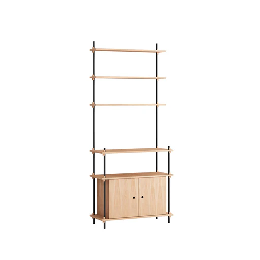 Moebe Single Shelving System With Cabinet - White/smoked Oak