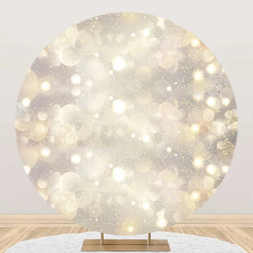 Golden Glitter Hazy Round Backdrop For Birthday