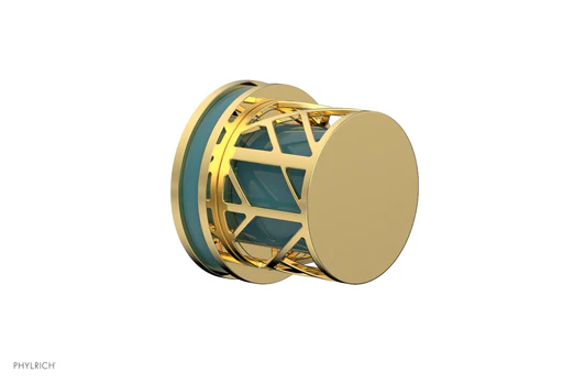 Jolie Volume Control/diverter Trim - Round Handle With "turquoise" Accents 222-35 - Polished Gold