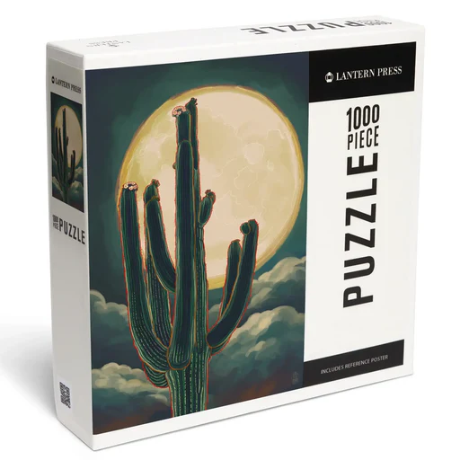 Cactus And Full Moon, Jigsaw Puzzle
