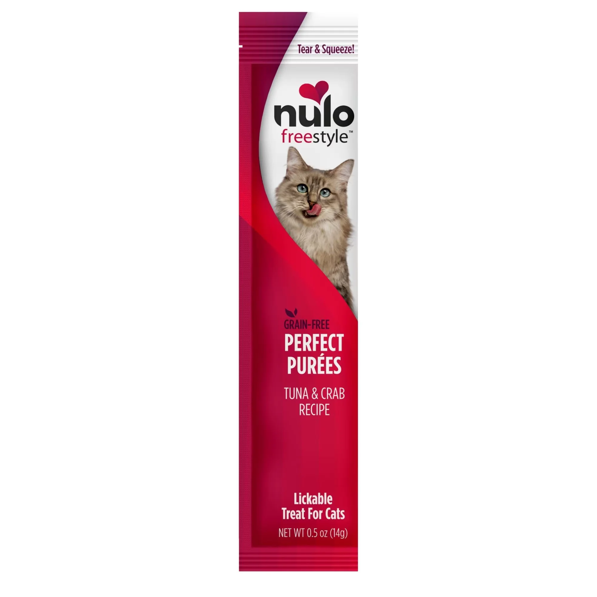 Nulo Freestyle Perfect Purees Tuna & Crab Recipe Grain-free Lickable Cat Treats, 0.5-oz, Case Of 48
