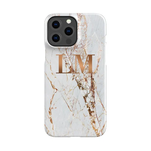 Personalised Cracked Marble Bronze Initials Phone Case - Standard Case/iphone 16 Pro Max